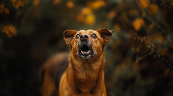 Anxious dog outside, dog training